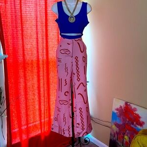 Women’s Geometric Design Wide Leg Spring Pants